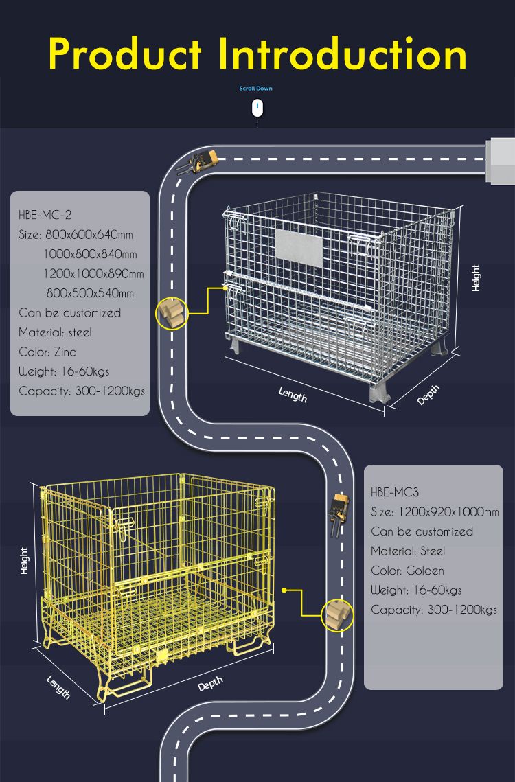 Heavy Duty Industrial Wire Mesh Pallet Cage with Wooden Pallet
