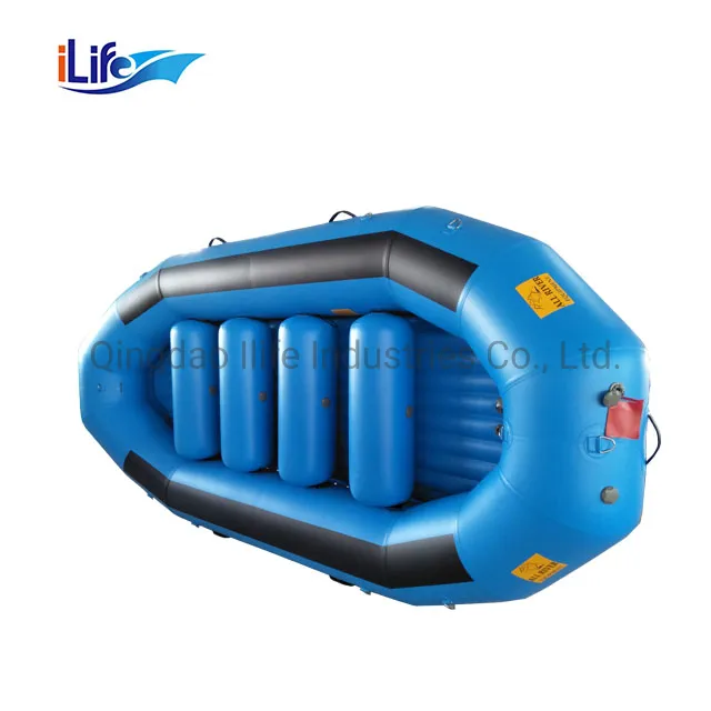 Ilife 16FT Inflatable Raft PVC/Hypalon White Water Whitewater River I-Beam Floor Self Baling Paddle Rafting Fishing Recuse Rowing Floating Motor Pontoon Boat