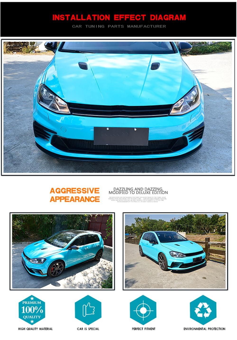 Car Accessories Auto Body Part Front Bumper for VW Golf 7 VII Mk7 Gti R 14-16