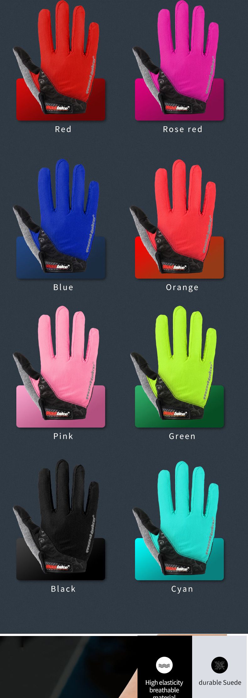 Factory Direct Riding Cycling Gloves Breathable Touch Screen Motorbike Gloves Full Finger Antislip Motor Bike ATV MTB Gloves