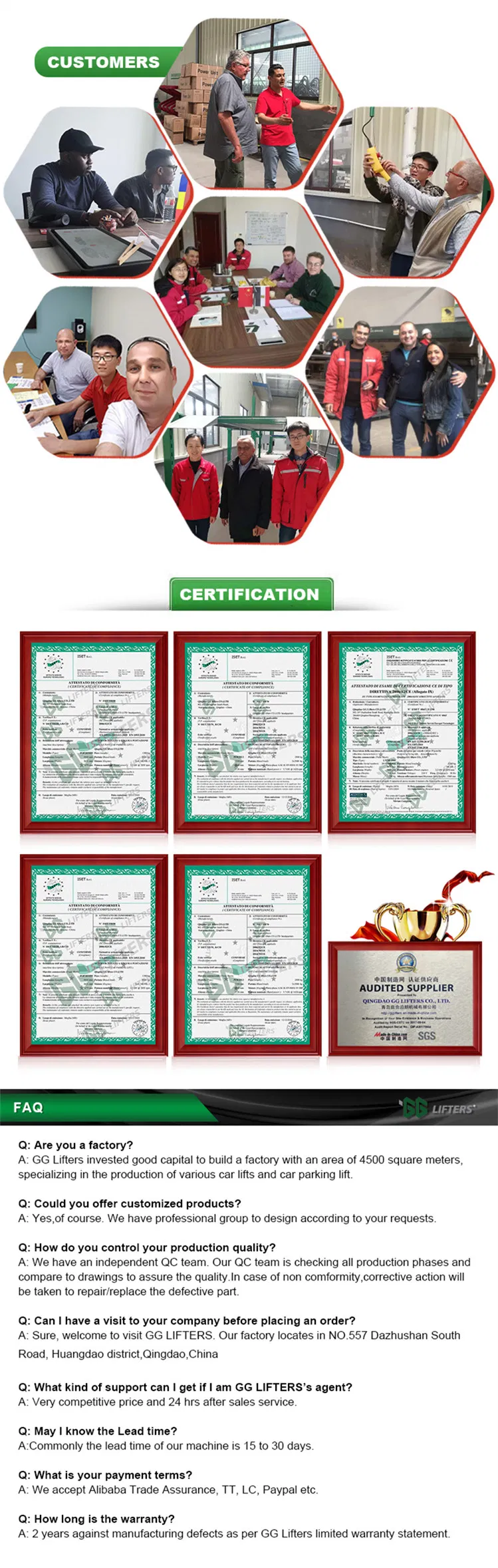 Made in China Hot Sale High Quality Sharing Column Two Post Car Parking List with CE