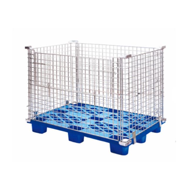 Supermarket Warehouse Equipment Storage Cage with Plastic Pallet, Pallet Cage Storage