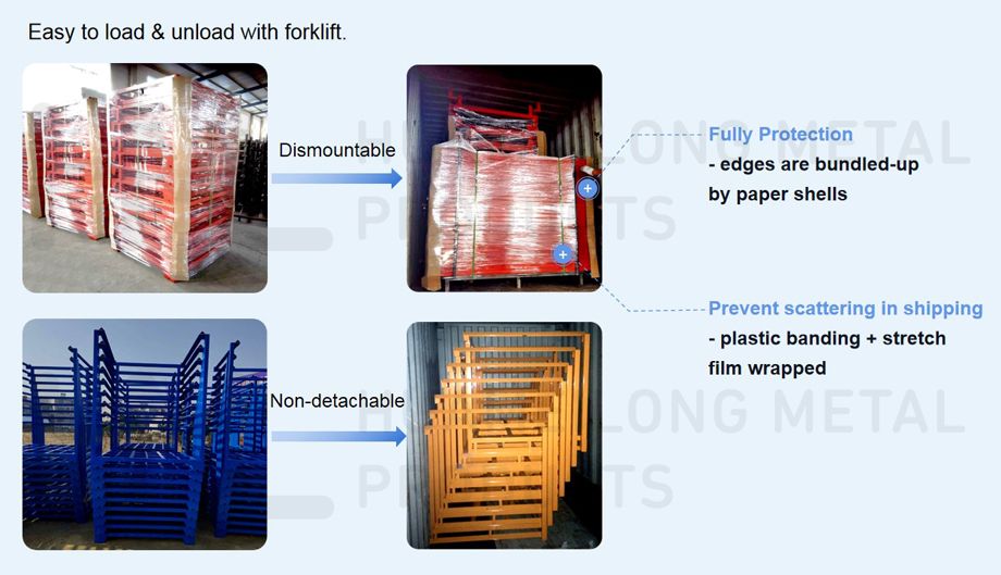 Space Save Powder Coated Warehouse Detachable Movable Pallet Stacking Rack