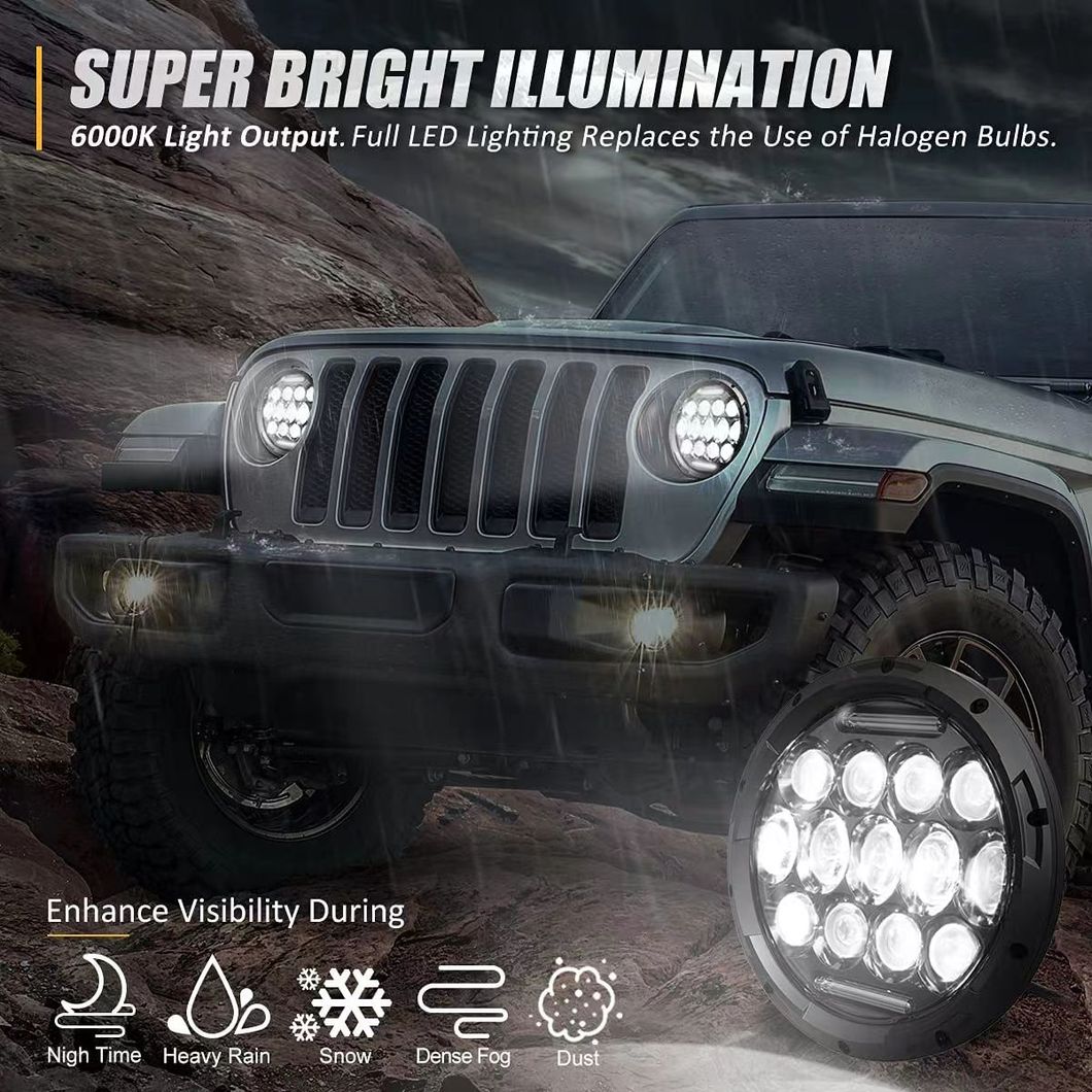 Wholesale Factory Price LED Head Lamp for Jeep 75W 7 Inch LED Headlight Car Turning Signal Light