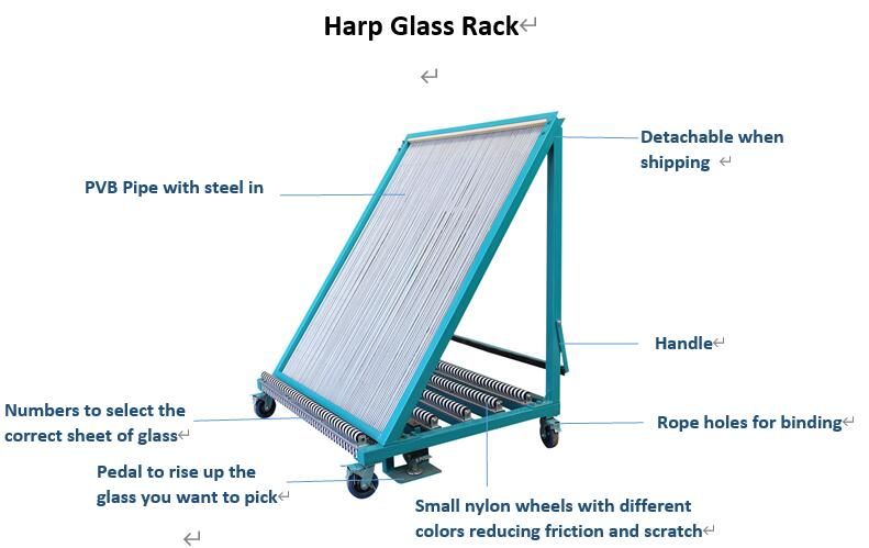 New Design Top Quality Harp Storage Rack for Glass Sheet Detachable Storage Rack Harp Glass Rack for Sheet Glass or Plate Glass Glass Trolley