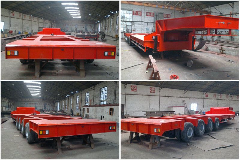 Heavy Duty 80/100/150tons 4 Lines 8 Axles Low Bed Semi Trailer