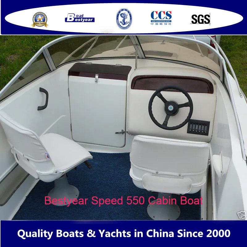Bestyear 5.5m Fiberglass Speed Boat for Fishing or Working with Cabin