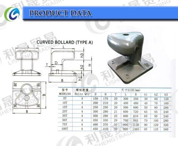 Marine Equipment Part Casting Iron Mooring Ship Curved Bollard of Type a