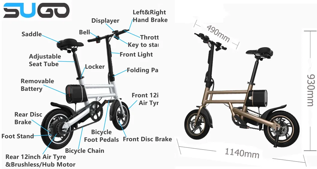 Fat Tire E Bicycle 350W Hub Motor Folding Electric Bike