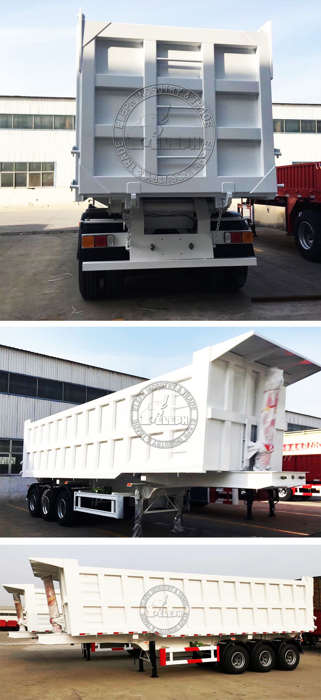 Construction Machinery 3axles Hydraulic Tipper/ Dump Semi Trailer with End Dumping