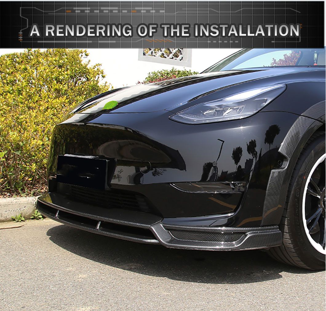 for Tesla Model Y 2021 2022 Carbon Fiber Front Lip Bodykit