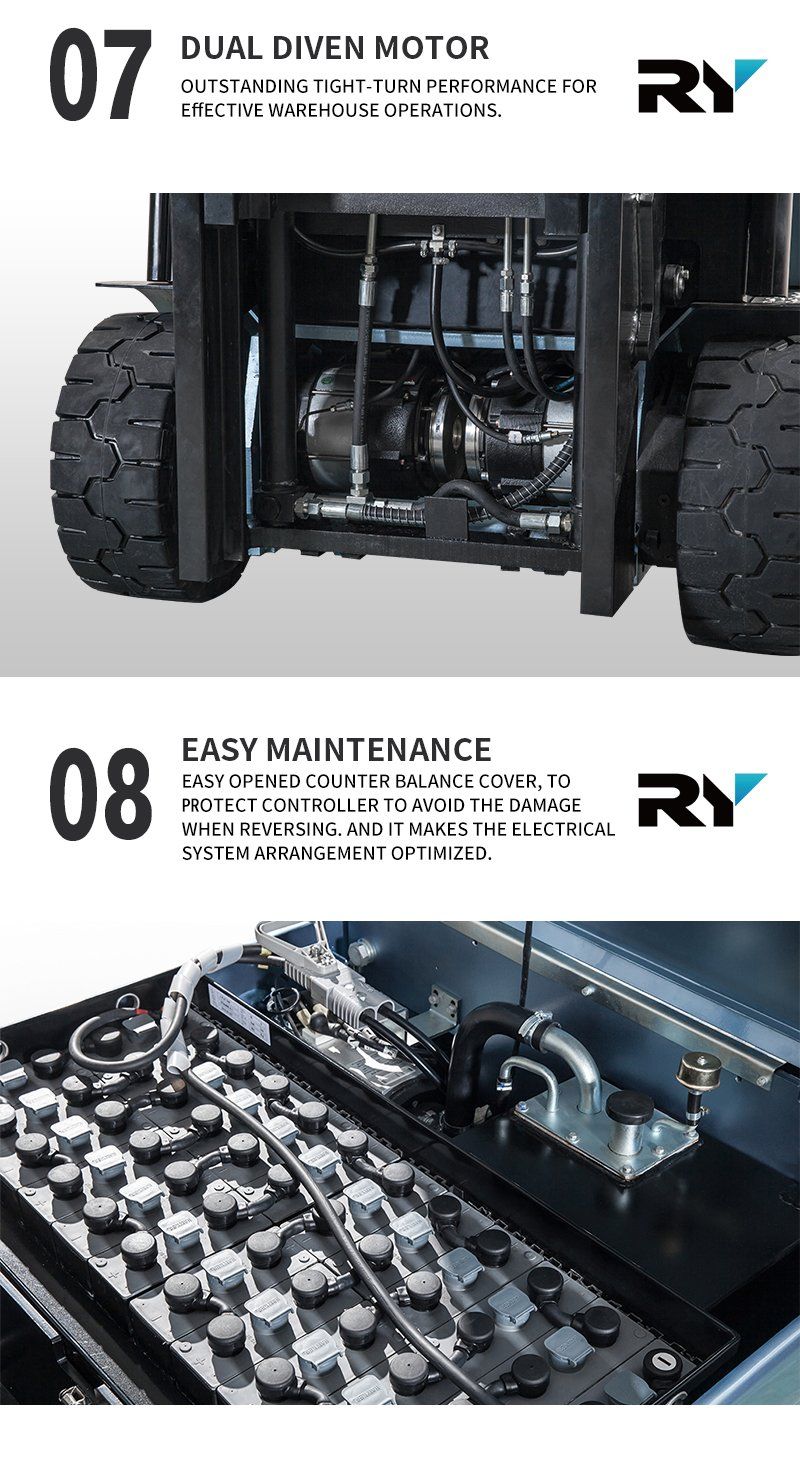 2.5 Ton 4WD Acid Battery 4 Wheel Electric Forklift Trucks