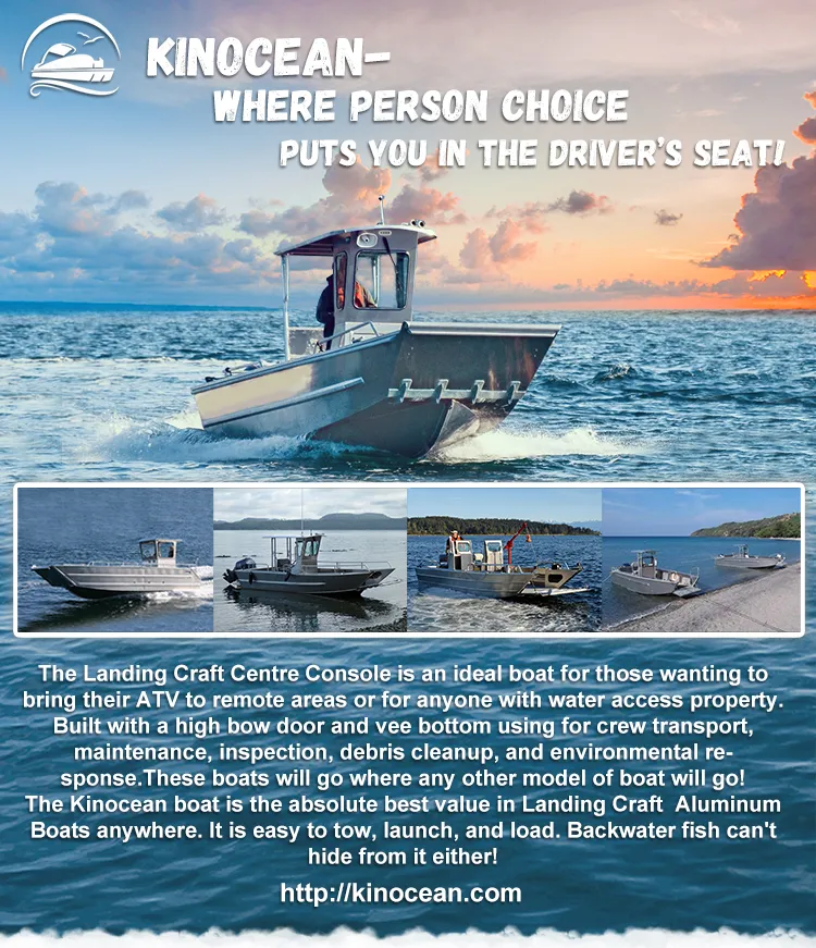 Kinocean Large High Speed Welding Aluminum Landing Craft Fishing Work Boat