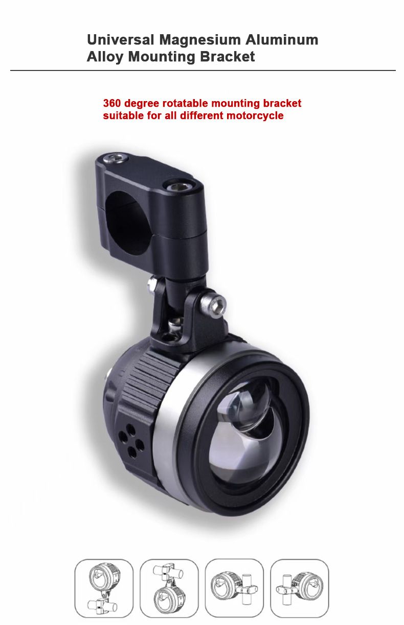 Auxillary Spotlight Motorcycle Light DC 12V 24V Dual Color 40W