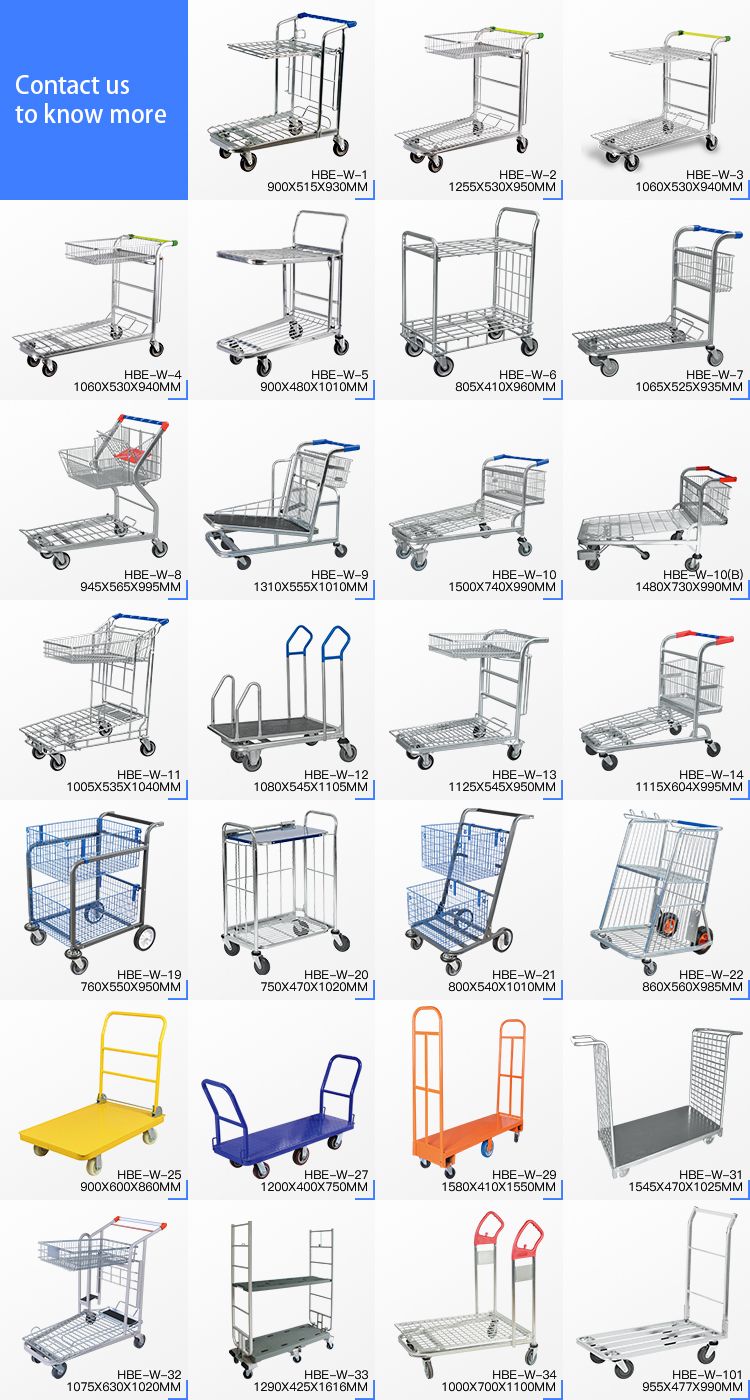 4 Wheels Plastic Base U Boat Warehouse Logistic Trolley