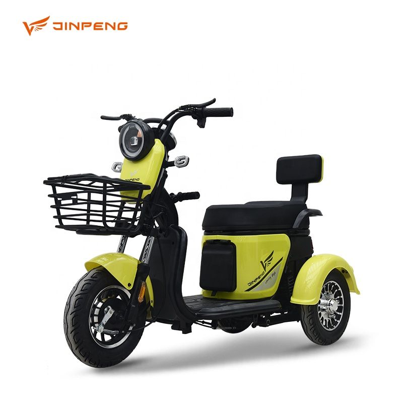 Three Wheels Adult Motorbike with Rear Basket Low Step-Through Frame for Travel