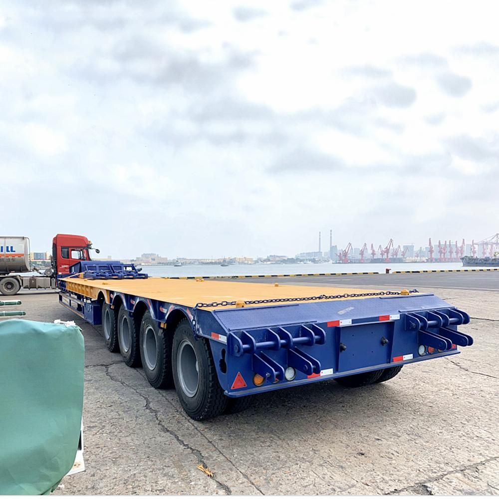 100t Four Axle 4 Axle Heavy Duty Lowdeck Lowbed Hydraulic Semi Truck Trailer for Sales