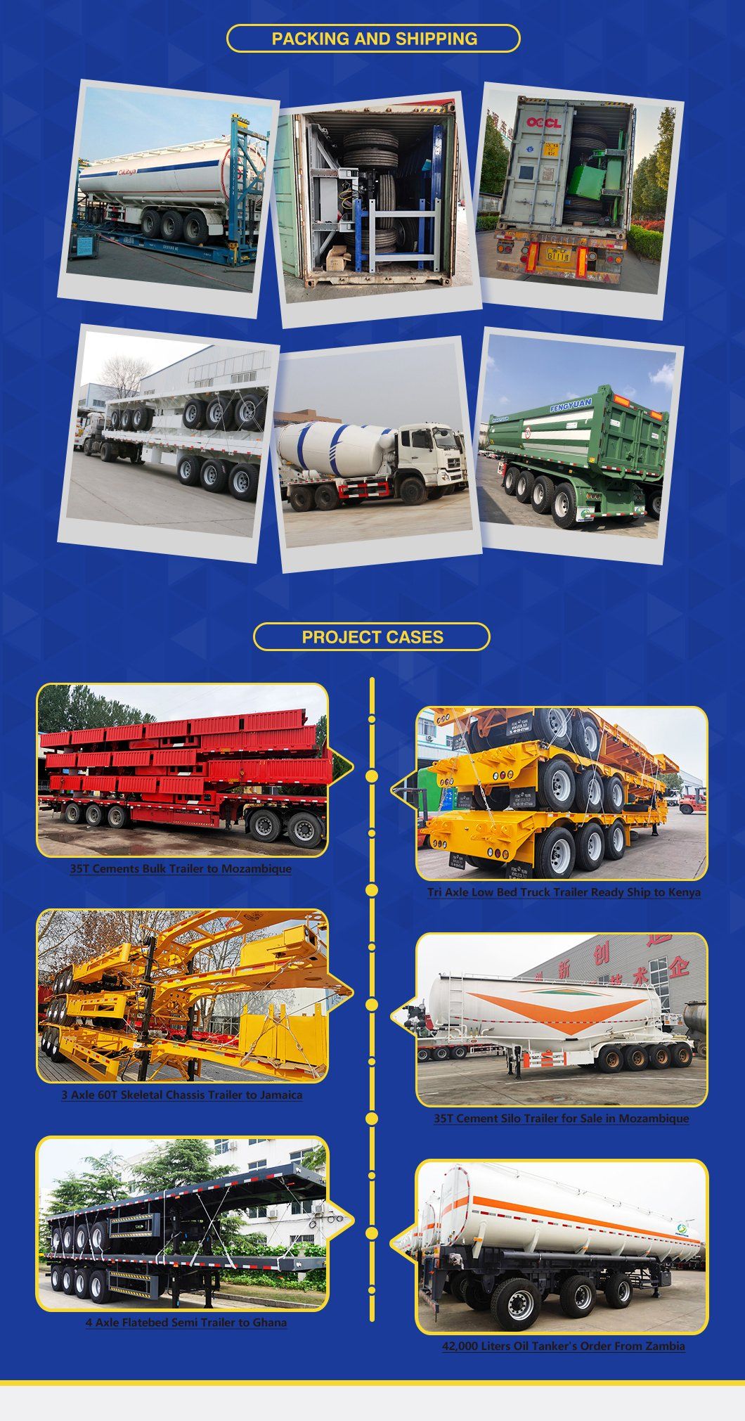 3 Axles 40FT Container Transport Flatbed Truck Semi Trailer with 60 Tons Capacity