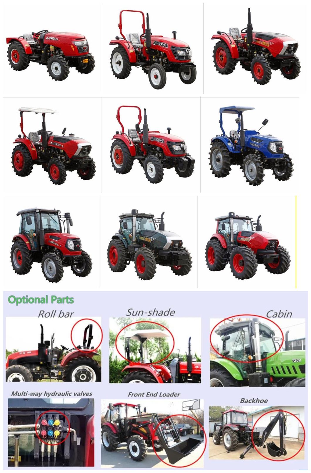 Factory Supply 40HP 4WD Mini Small Compact Farm Tractors Made in China