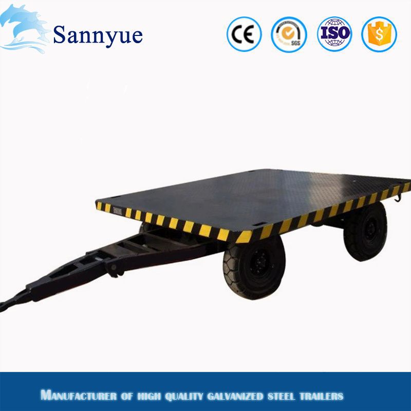 Double Axle Four Wheel Galvanized Paint Heavy Flat Truck Trailer/Truck Transport Trailer/Flat Semi Trailer