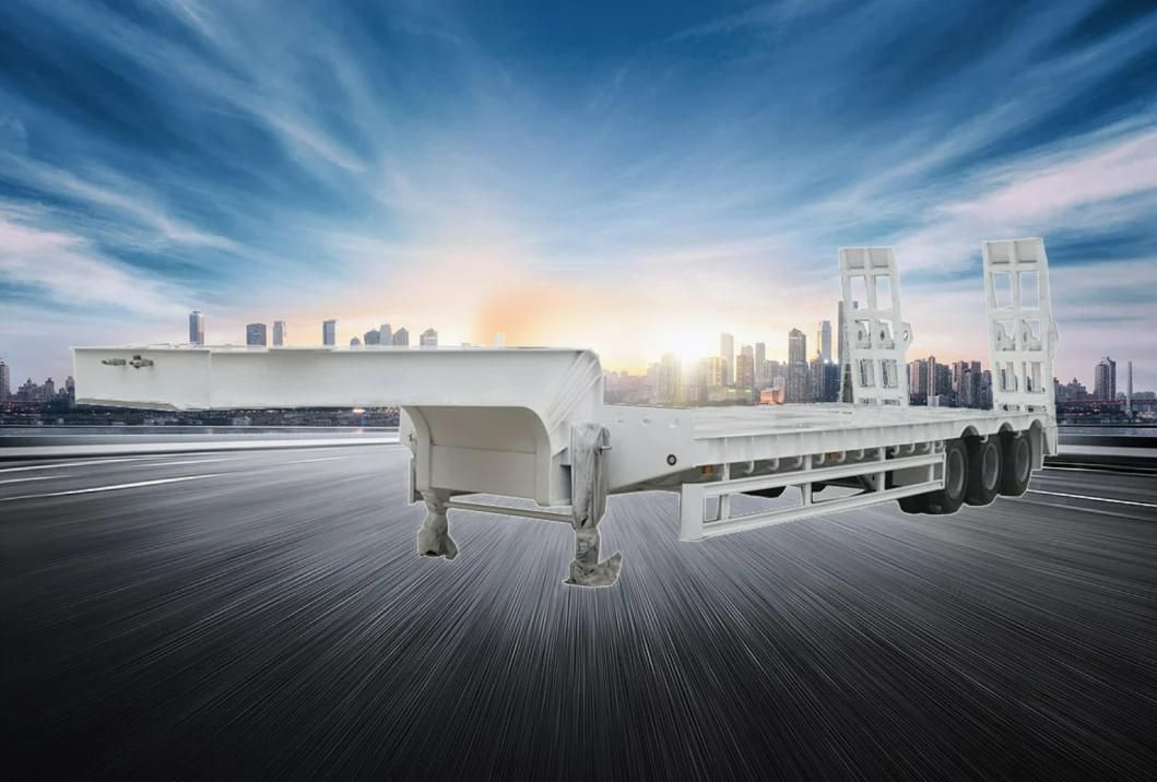 Front Loading Steering Extendable Drop 2/3/4/5 Axle 80 Tons 16m Lowbed Lowboy Semi Truck Trailer Low Bed Truck Semitrailer