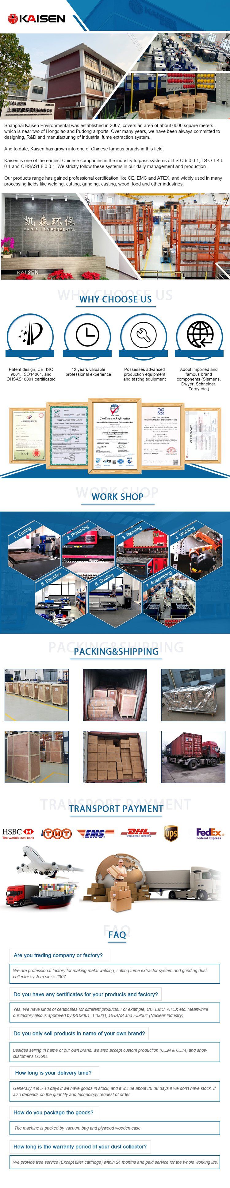 Kaisen Air Purifying System Mobile Welding Fume Extractor/Catcher Ce Approved Ksz-1.5s1