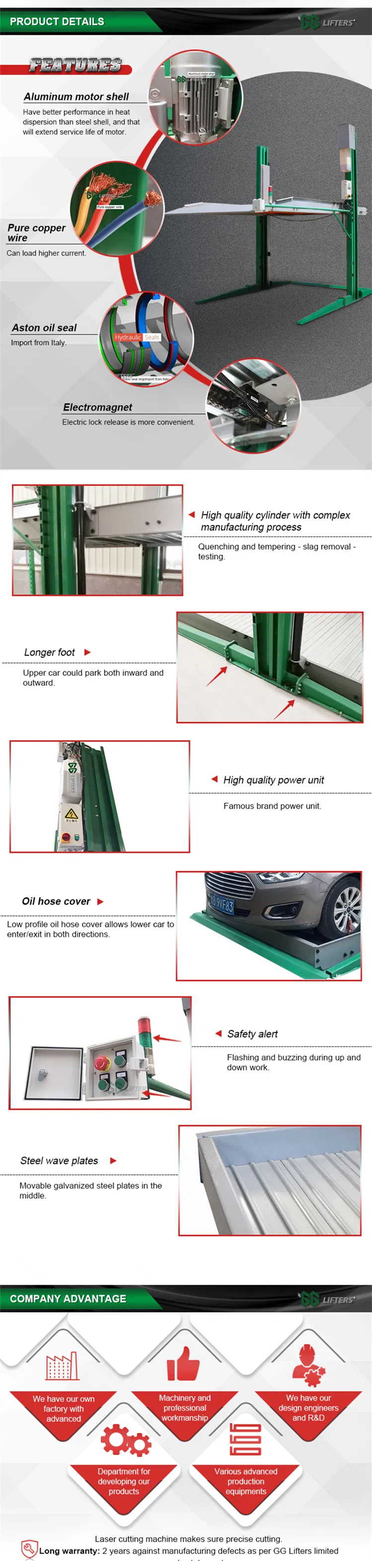 Two post double parking spaces garage smart parking system