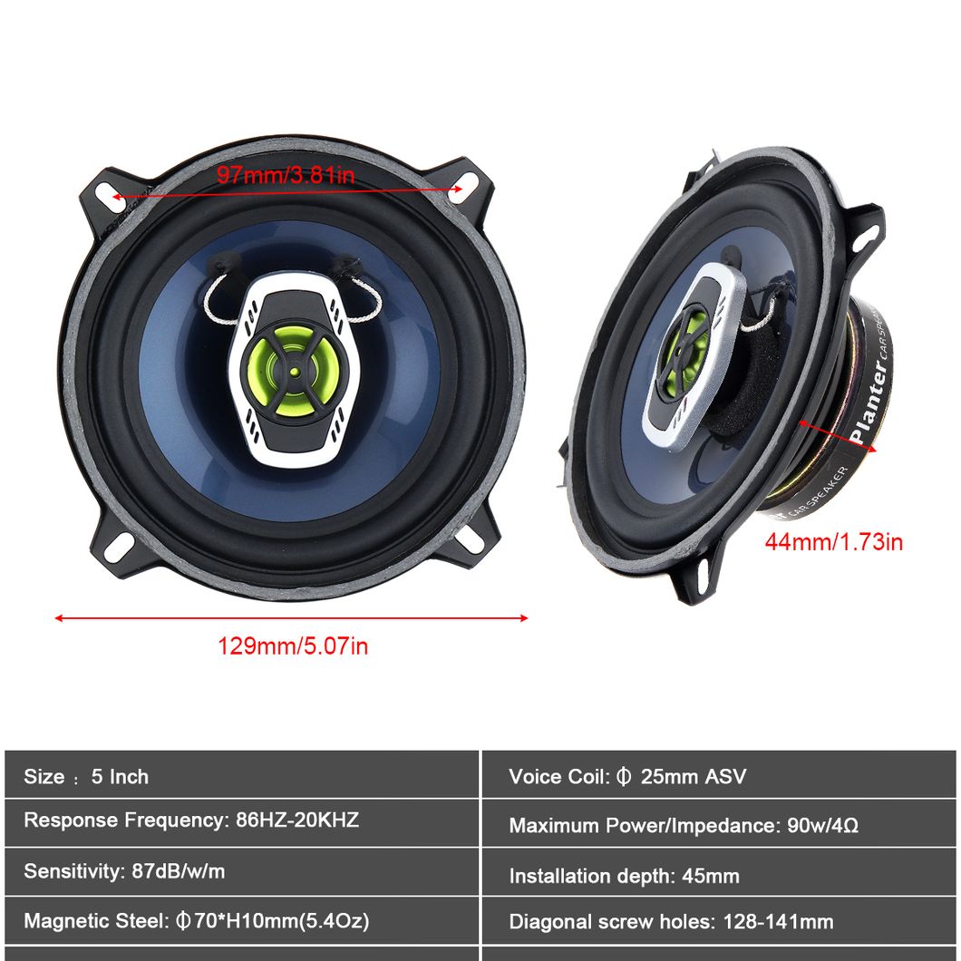 2PCS 5 Inch 13cm 500W 2 Way Car Coaxial Auto Audio Music Stereo Full Range Frequency HiFi Speakers Non-Destructive Installation