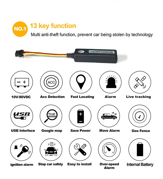 Mini GPS Tracker with Wide Working Voltage 9 to 90V--Ef