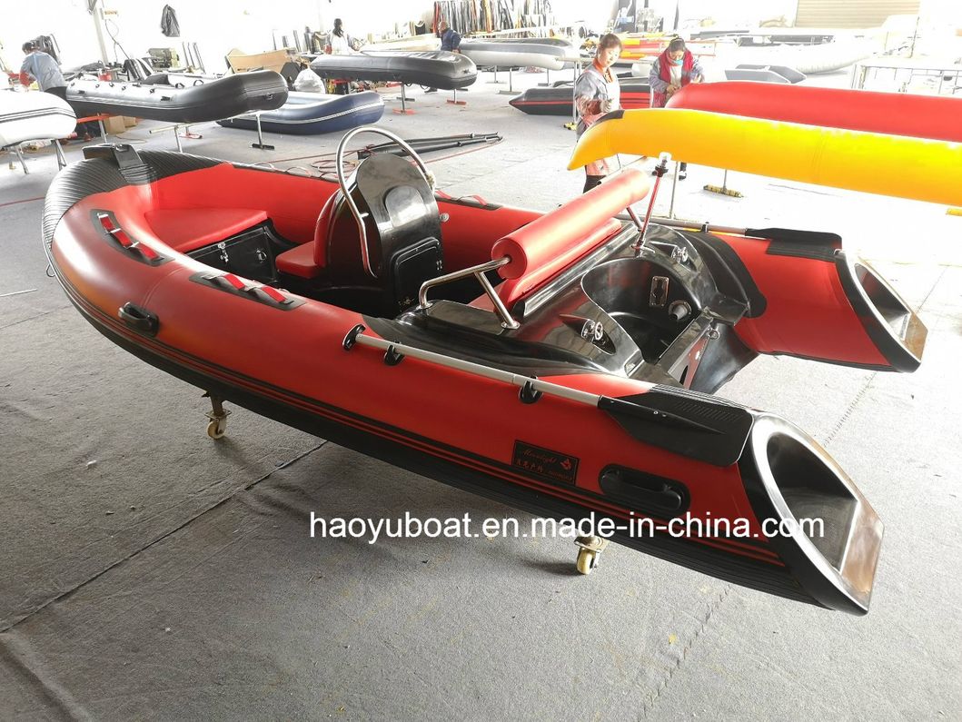 Haoyu 4.3m 14FT Rib420c Rigid Boat with Hypalon Fiberglass Hull Inflatable Boat Rubber Boat