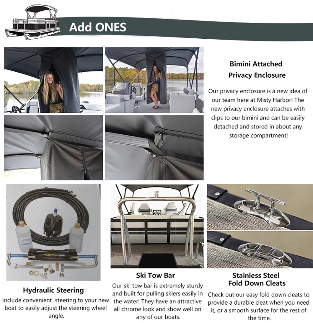 Kinocean Aluminum Fishing Boat Speed Pontoon Boat Without Outboard Motor