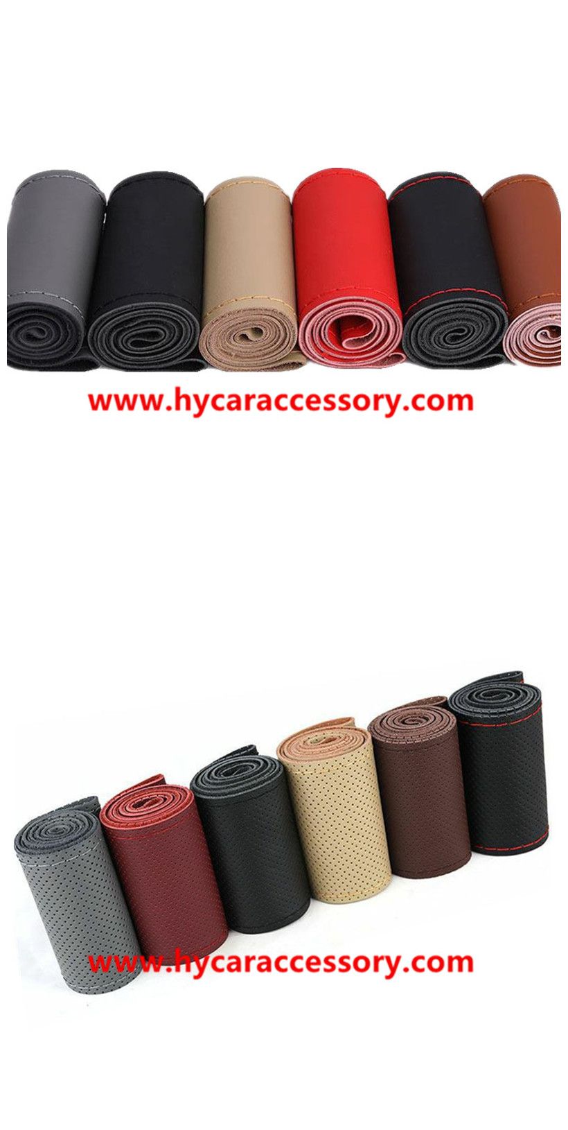 Four Seasons Universal Non-Slip Wear-Resistant Perforated Cowhide Leather Microfiber Leather Hand Sewing Car Steering Wheel Cover