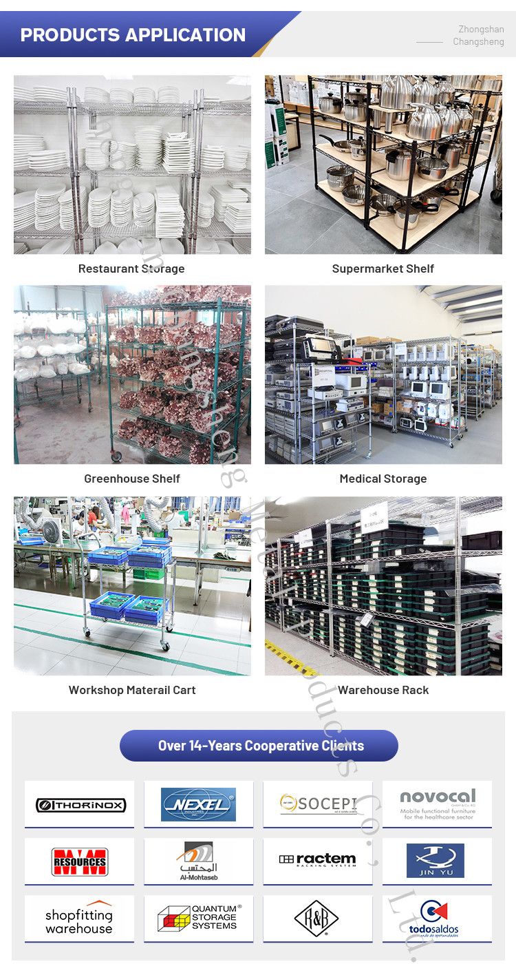 Adjustable 4 Tiers Commercial Wire Shelf Heavy Duty Steel Warehouse Cargo Storage Rack