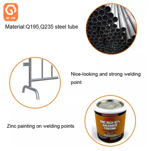 Steel Traffic Barricade Galvanized Crowd Control Barriers Temporary Safety Fence Gate Mesh Panel