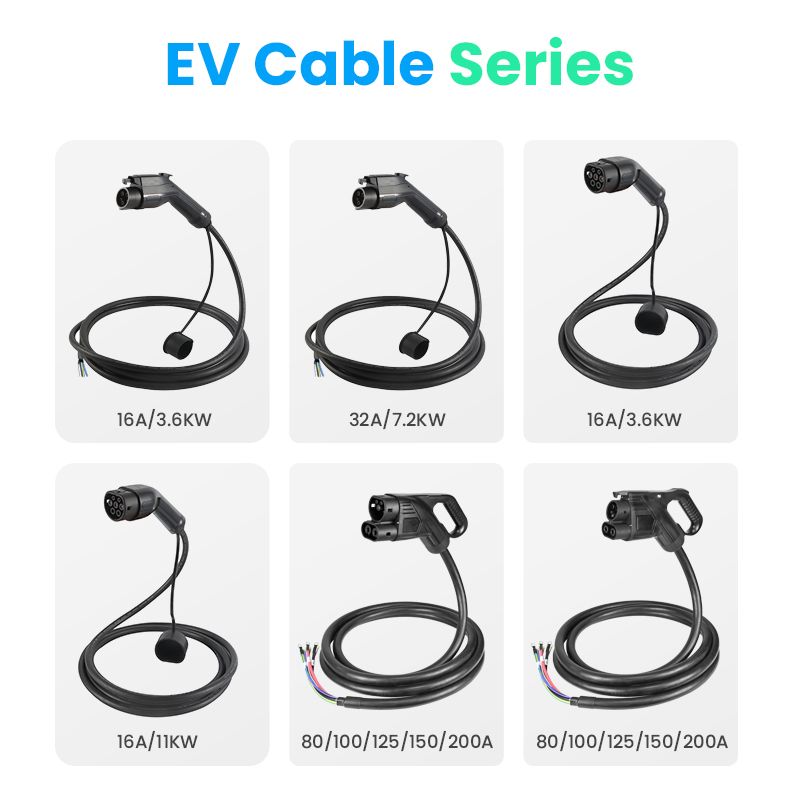 Mode3 Fast Power Charger Plug Factory Price IEC62196 Type2 to Type2 5m Coiled Cable