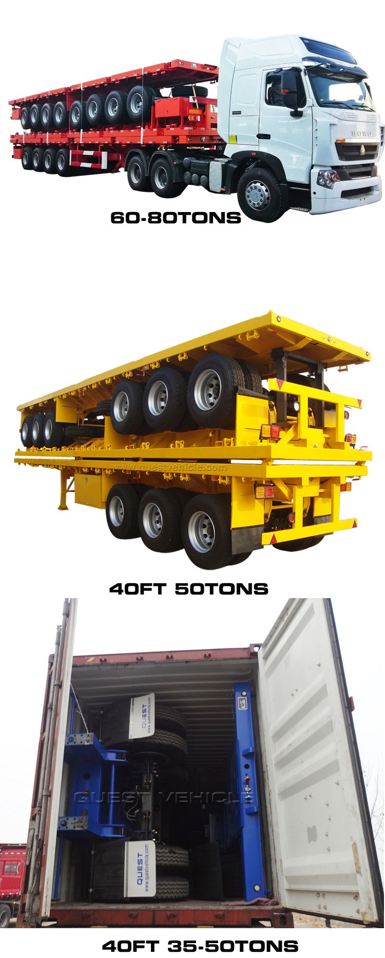 Quest 20feet Double Steering Container Drawbar Trailer Full Trailer