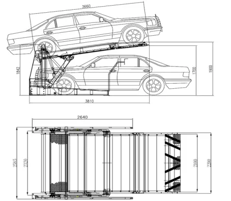 2 Level Car Lift Parking System Two Post Parking Lift