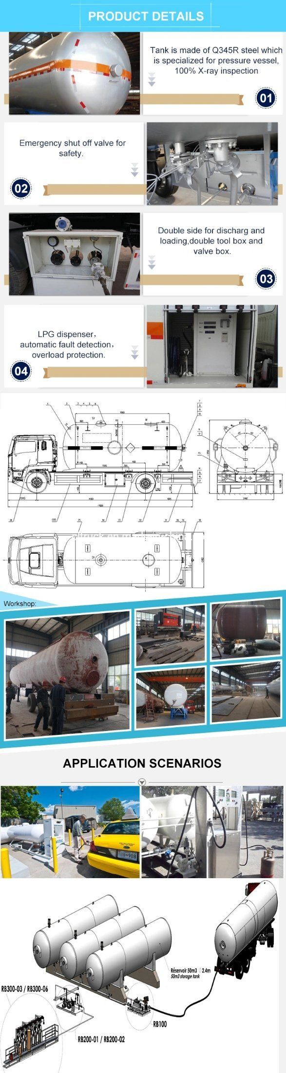 10 Tons LPG Autogas Tanker 20 Cbm Liquid Propane Gas Storage Tanker