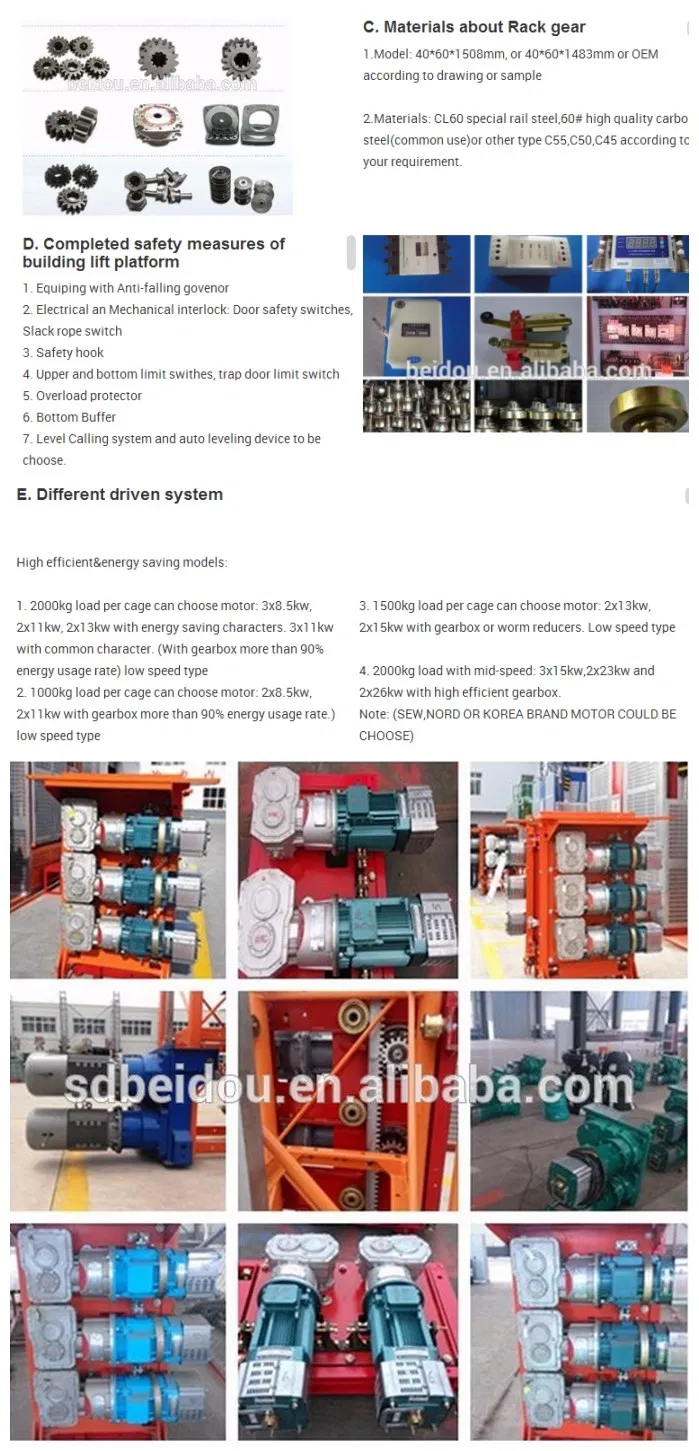 China Gold Jinan Supplier Sc200/200 Construction Hoist