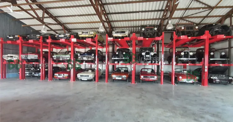 hydraulic four post car lift automatic triple stacker vertical car storage lift parking system