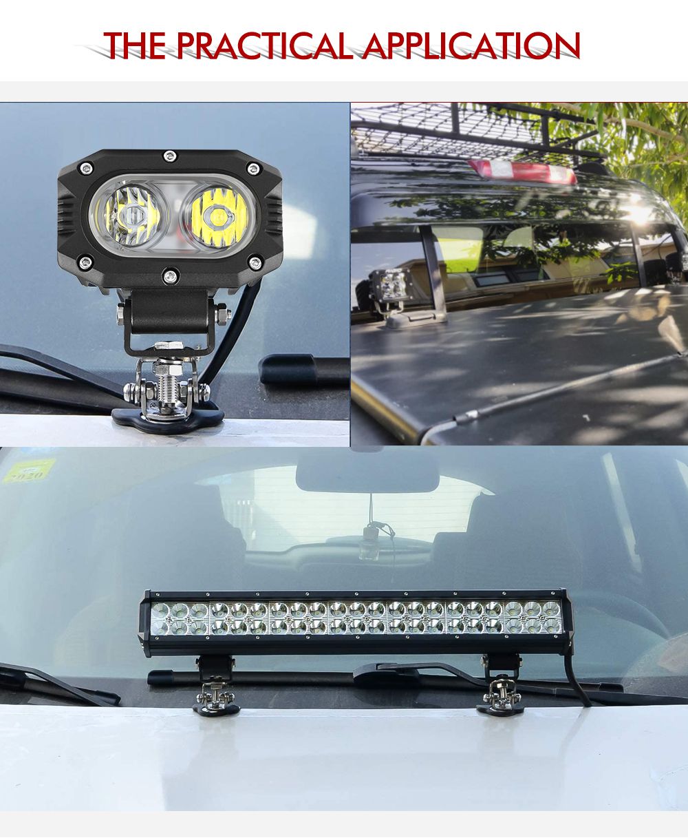Amazon Hot Sale LED Auxiliary Light LED Light Bar Holder, 2PCS Stainless Steel with Rubber Car Hood Mounting Bracket