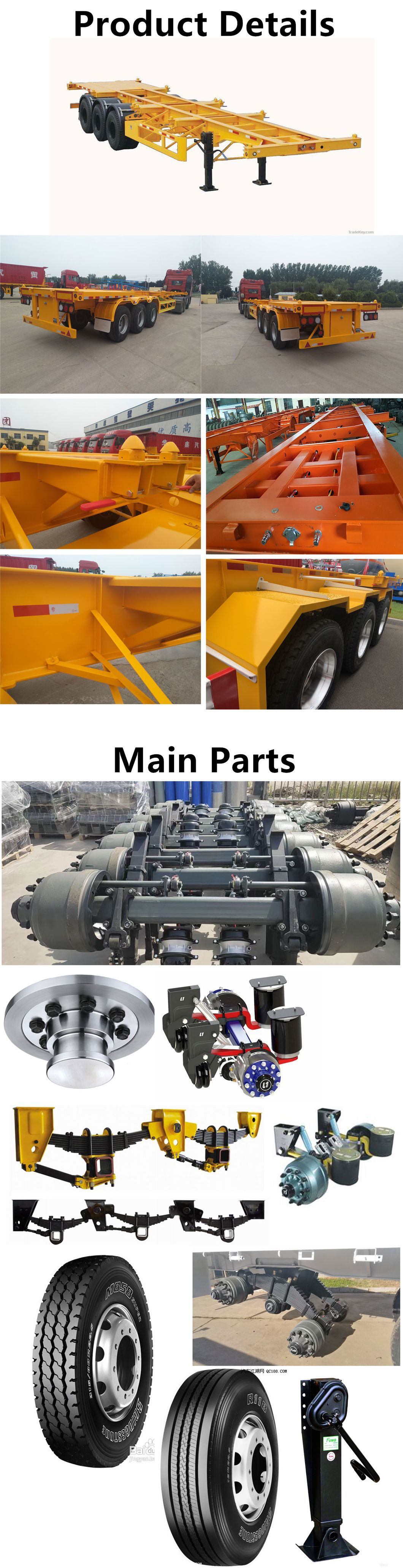 Skeletal Semi Trailer 50ton 60ton Skeleton Chassis Container Semi Trailer