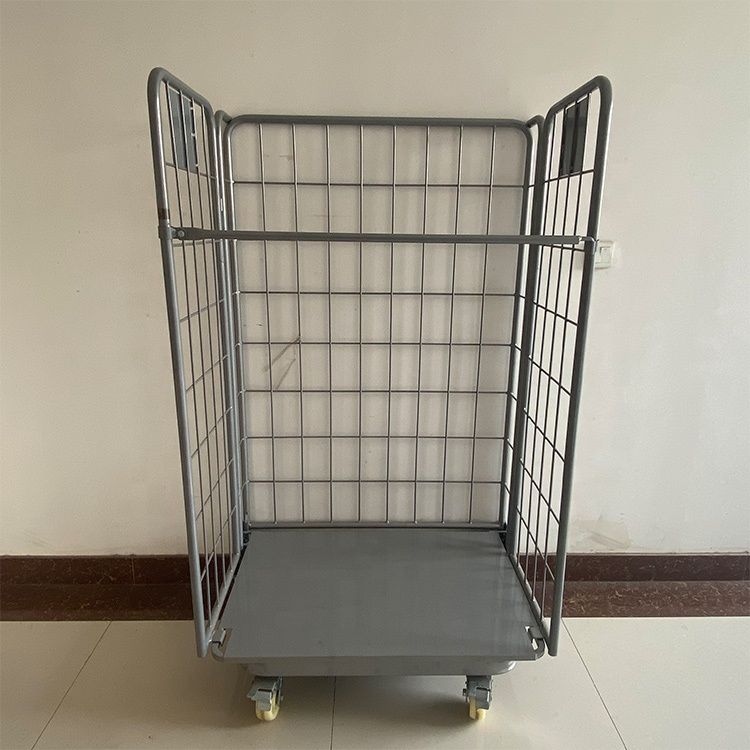 Warehouse Folded Trolley with Wheels Transport Cage Transit Roll Container