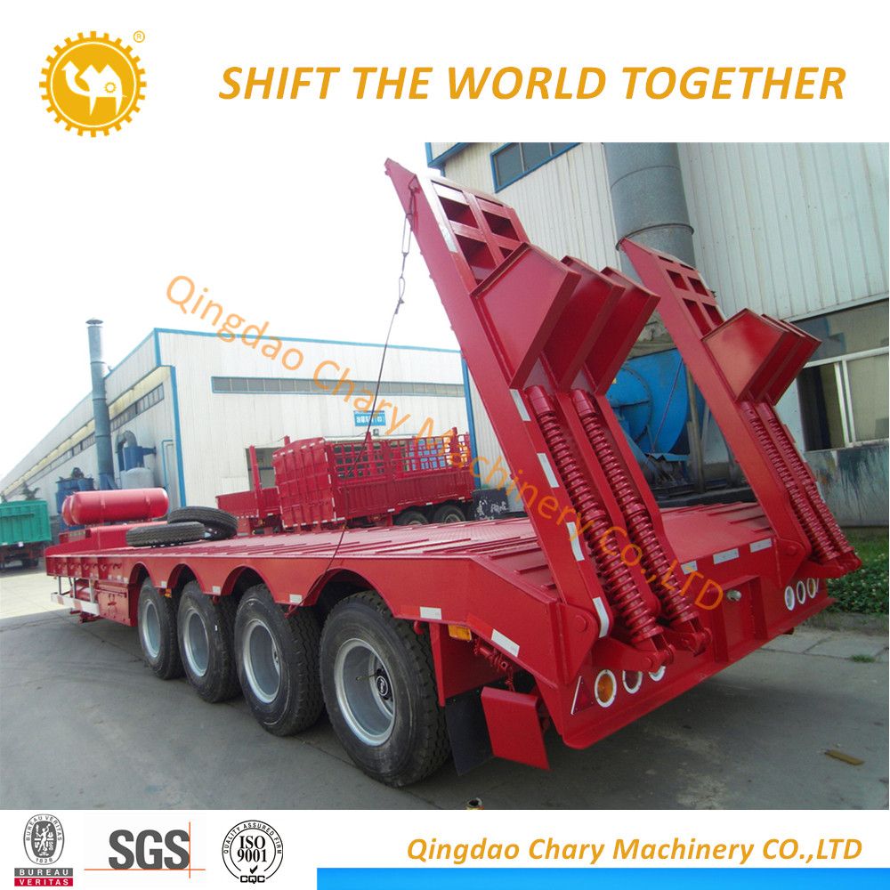 4 Axles 80 Ton Low Bed Semi Trailer Heavy Transport Trailers