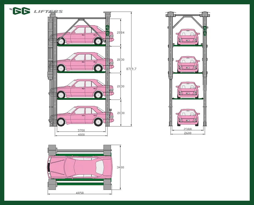 hydraulic 4 post car storage lift