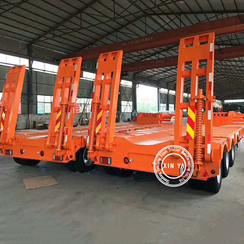 Heavy Duty 3 Axis 50 Ton Lowbed Lowboy Semi Tralier with Ramp for Sale Trailer