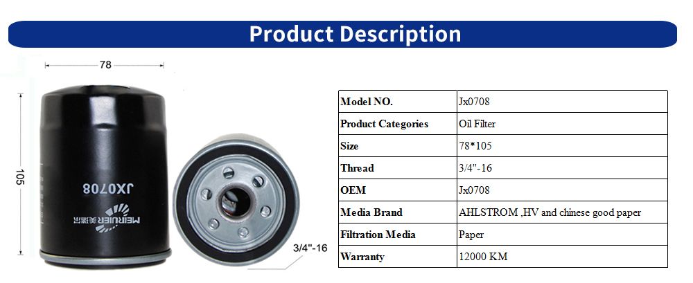 Good Price Top Quality Spin on Parts Auto Oil Filter for JAC Trucks Engine Jx0708