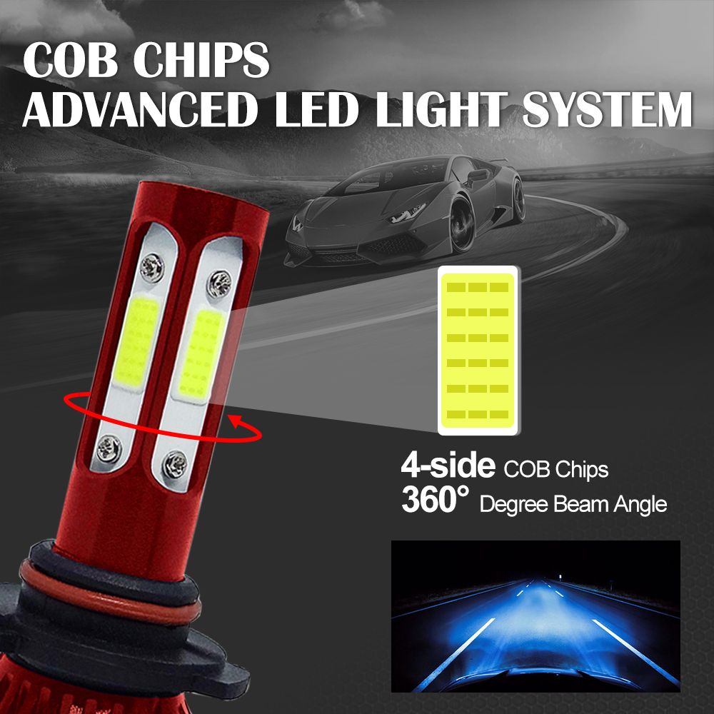 V4 8000lm 12V-24V 6000K H1 H3 H7 H8 H11 H13 9005 9006 LED Lamps Fog Lights Bulbs Red Colour