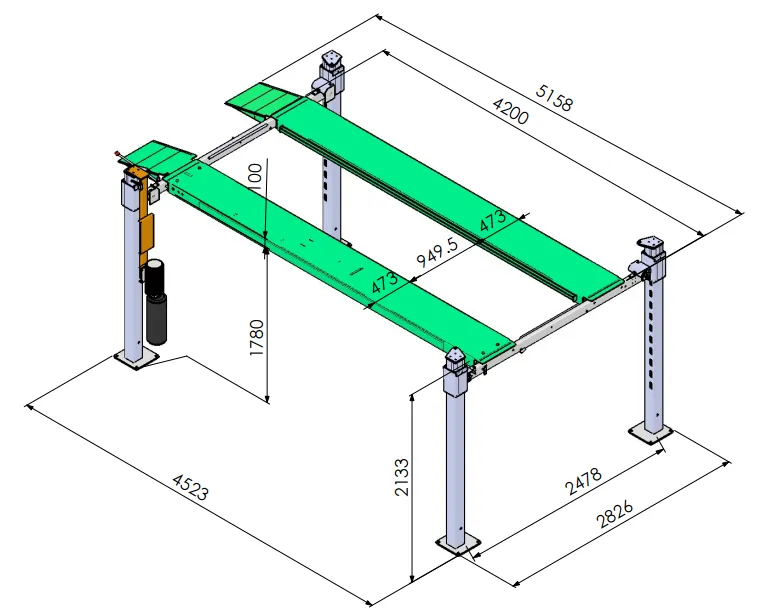 high quality Hydraulic four post PACKING car lift with CE