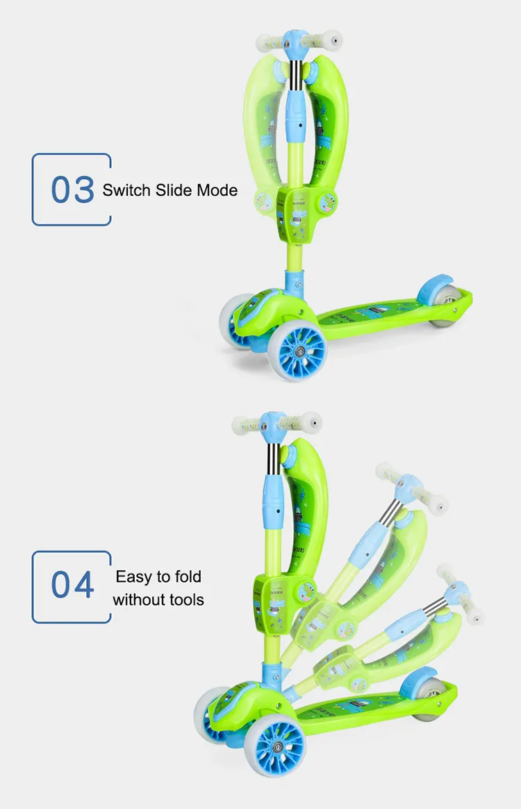 China PU Flash and Durable 3 Wheel Kid Scooter Foldable Kid Kick Scooter